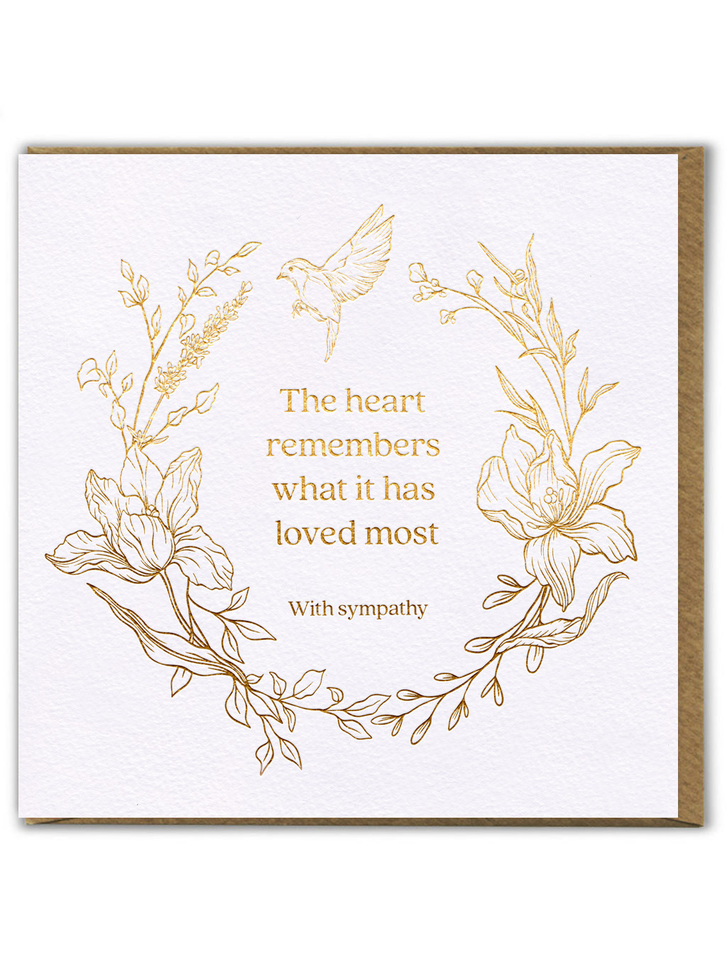 Heartfelt Sympathy Card Gold Foiled Pretty Thoughtful Bereavement Condolence