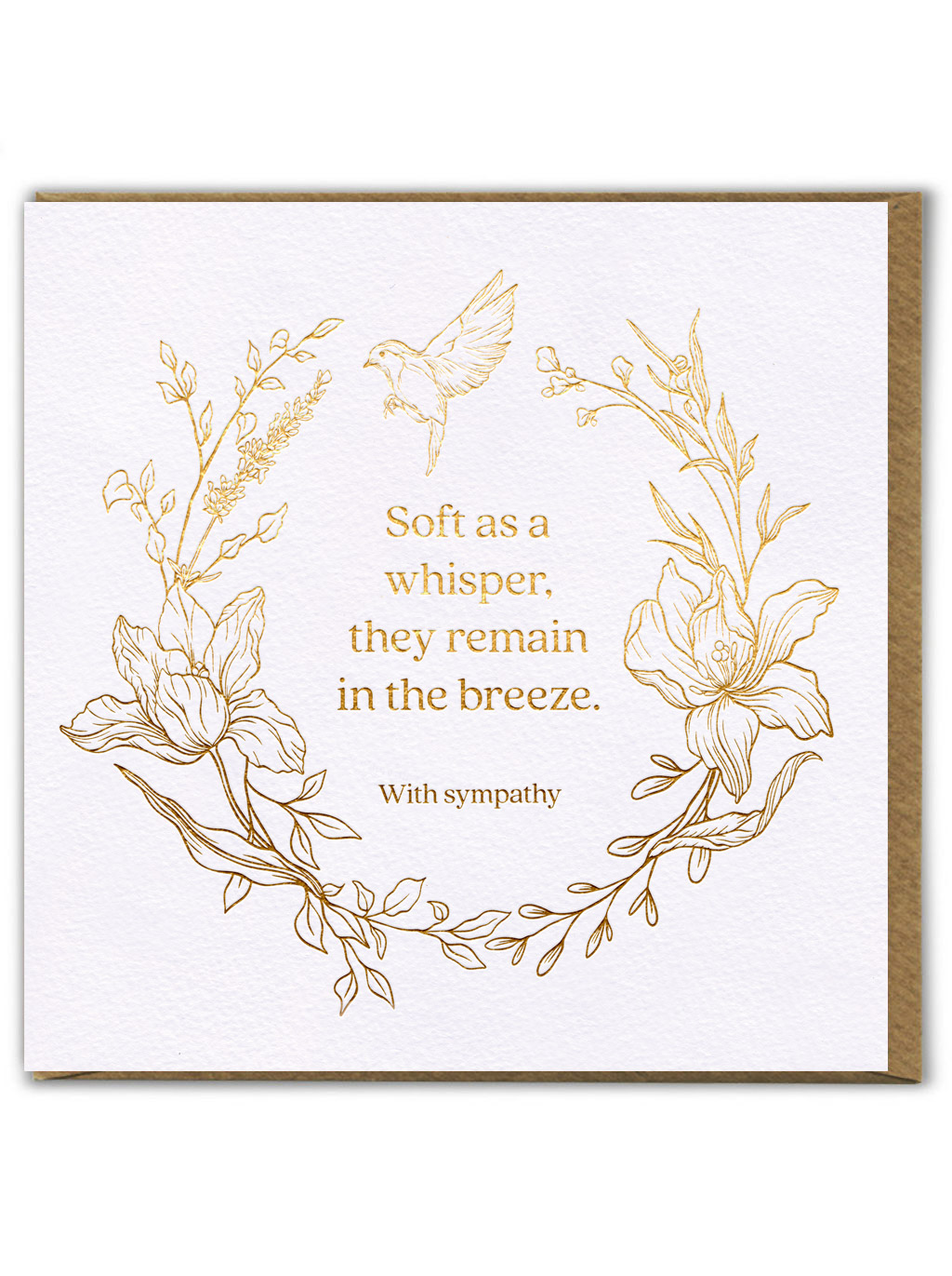 Heartfelt Sympathy Card Gold Foiled Pretty Thoughtful Bereavement Condolence